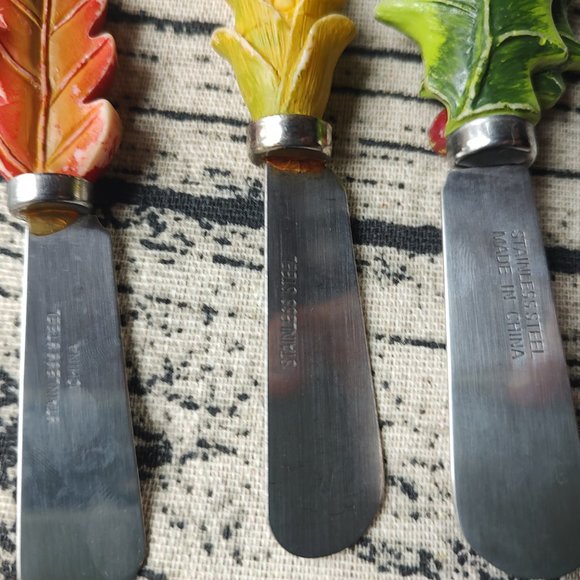 fall harvest leaf and corn serving spreaders set of 3 - Picture 2 of 8
